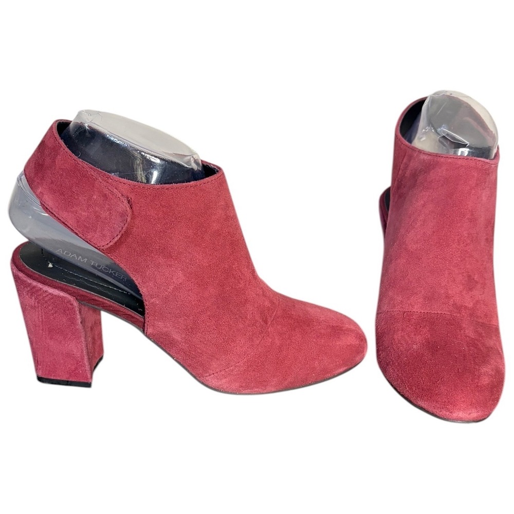 Adam Tucker Burgundy Jenna-DSW Slingback Suede Block Heel Bootie Women's Size 7M